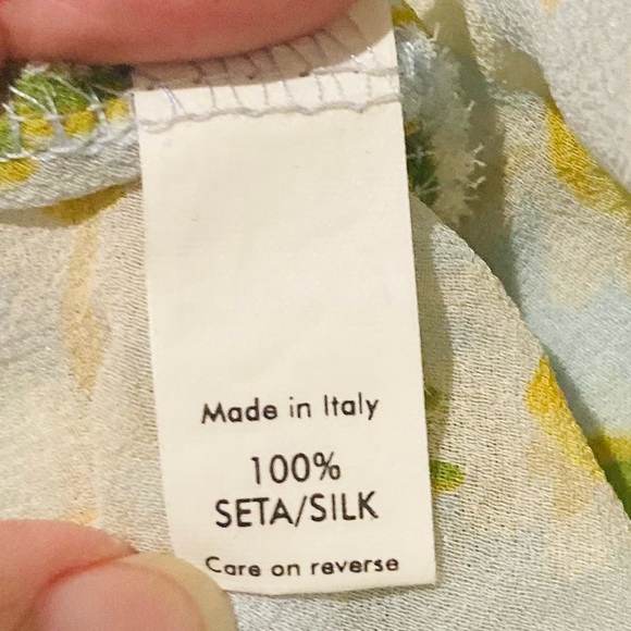 Moschino 100% silk pale blue with white and yellow chiffon bias cut slip. M - Picture 7 of 7